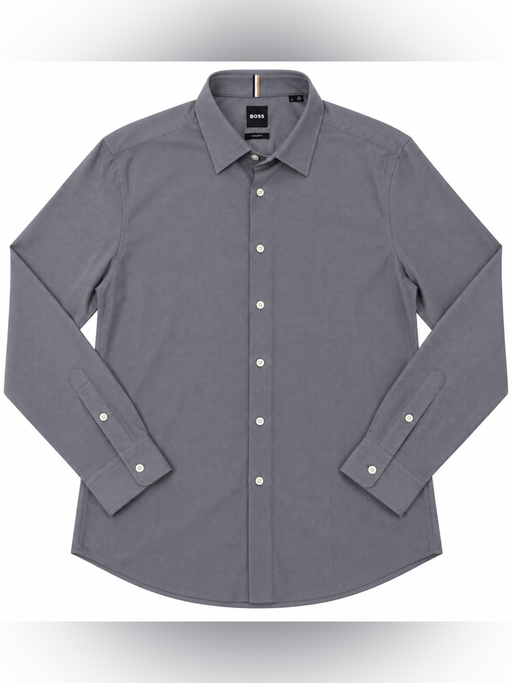 BOSS Men's Charcoal Gray Long-Sleeve Dress Shirt
